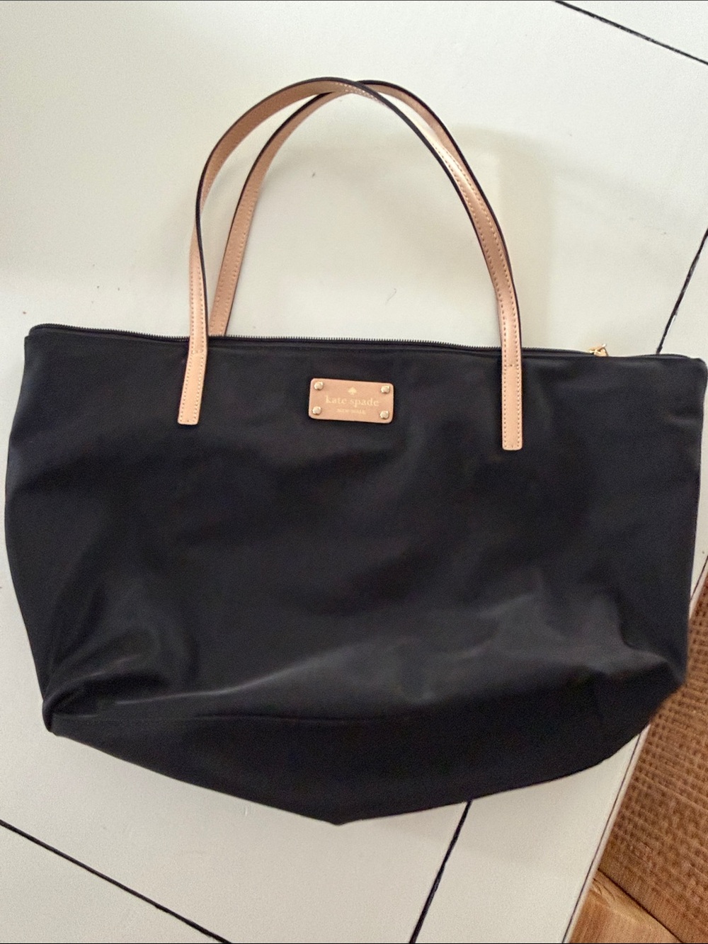 kate spade Black Tote with Tan Handles.  NWOT